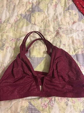 Auden Sparkle V-Neck Bralette in Berry